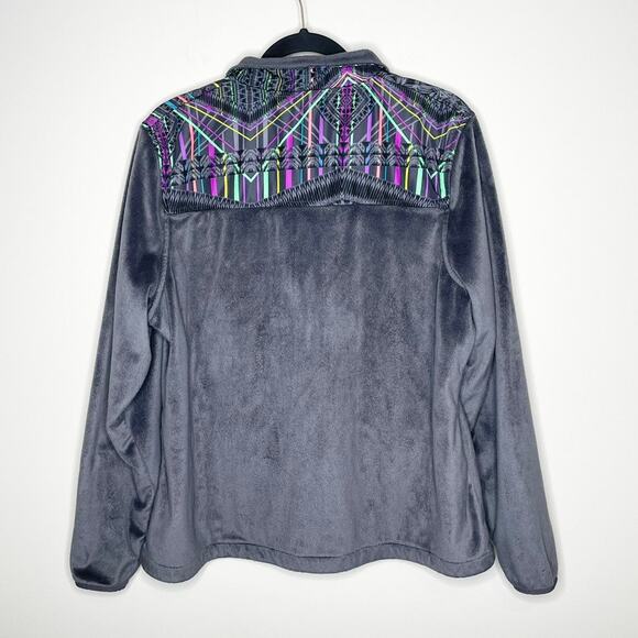 FILA gray soft cozy full zip fleece jacket w/colorful geo pattern size XL - Picture 3 of 6